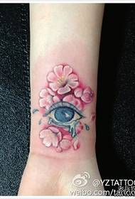 girl wrist beautiful fashion eye flower tattoo pattern