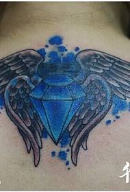 immagine del modello del tatuaggio delle ali di angelo blu del collo della ragazza