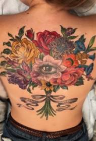 tetování vzor květ dívka na zádech malované květiny tetování obrázek