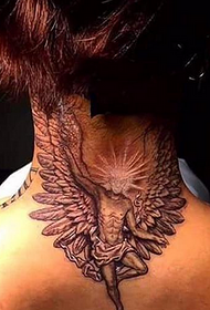 batang babae sa leeg na may ibang uri ng angel tattoo 91975-personal na male neck creative tattoo