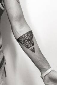 hand old school triangle with Horus eye tattoo pattern