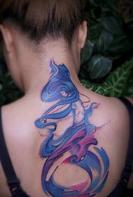 pigens ryg lille smukke totem tatoveringsmønster