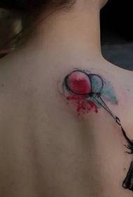 small girl flying balloon personality back tattoo