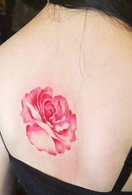 back one big red flower tattoo picture is very sexy