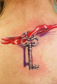 3D ribbon key tattoo tattoo pattern