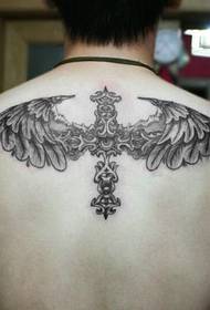 cross wings personality tattoo