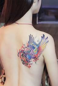 sexy girl back phoenix tattoo pattern