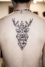 suitable for boys back black and white deer tattoo tattoo