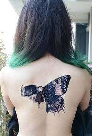 時尚美背個性裂紋蝴蝶紋身圖案