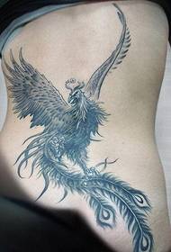 Phoenix totem female back tattoo