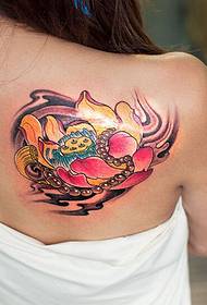 sexy back back lotus beads tattoo