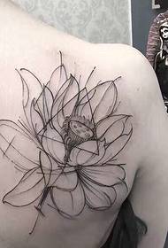line geometry lotus back tattoo Pattern