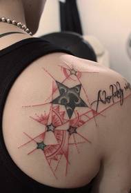 Creative five-pointed star English tattoo