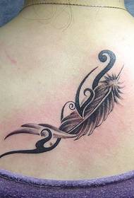 back personality feather tattoo pattern