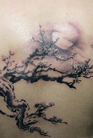 terug pruimenbloesem Chinees schilderij tattoo
