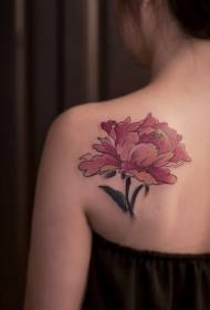 motif de tatouage de fleurs pivoine fier et indépendant soutenu