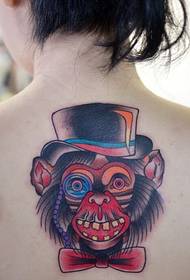 girl back fashion personality gentleman monkey tattoo