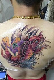 Lotus a Squid kombinéiert Réck Tattoo Muster