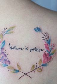 back tattoo flower with English tattoo picture
