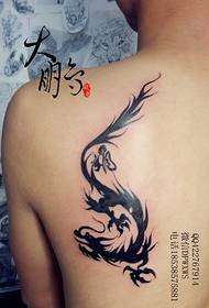 back shoulder dragon totem tattoo