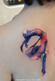 modello di tatuaggio ballerino ritratto colorato indietro