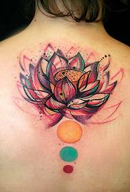 female back good-looking lotus tattoo