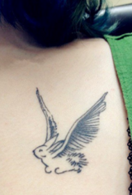 female back flying jade rabbit cute tattoo