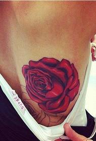 beauty back red rose tattoo pattern