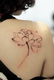 όμορφο λουλούδι σχέδιο τατουάζ λουλούδι 93949-πίσω όμορφο μαύρο και άσπρο μελάνι σχήμα τατουάζ δράκος