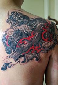 back domineering fire unicorn tattoo