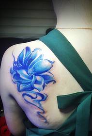 back color blue lotus tattoo The pattern is gorgeous