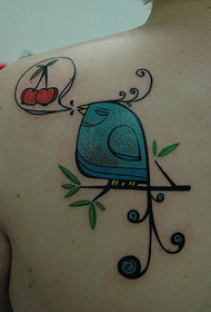 back shoulder cute Blue bird tattoo pattern