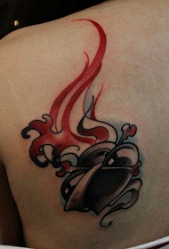 girls back shoulders popular small love flame tattoo