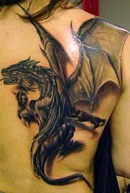 back 3d dragon tattoo pattern