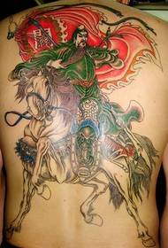 férfi hátul festett lovak Guan Gong mintás tetoválás