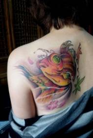 beautiful goldfish tattoo on the back Pattern