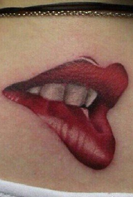 fashion female back sexy red lip tattoo