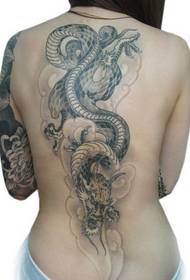 skönhet tillbaka traditionell dragon totem tatuering