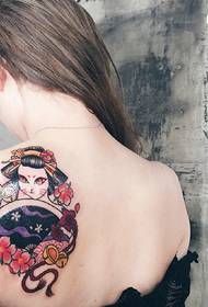 djevojka Mali dio stražnjeg dijela tetovaže cvjetne mačke