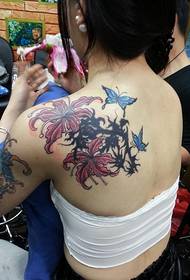 beauty shoulders beautiful flower and butterfly tattoo