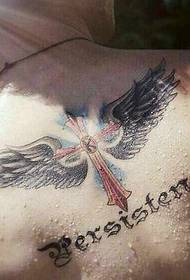 Amadoda Backar English and cross feather tattoo iphethini