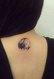 girl back earth tattoo pattern