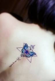 back personality painted butterfly geometric tattoo pattern