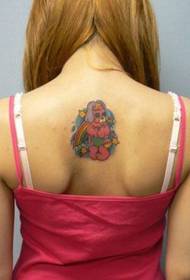 tjejer tillbaka söt tecknad valp tatuering