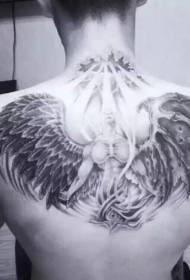 Angel and Holy Light Personality Back Tattoo Pattern