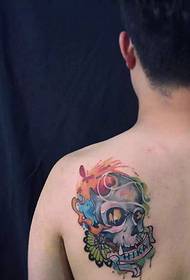 men's back color color skull tattoo tattoo tattoo