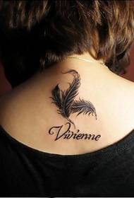 feather-controlled back tattoo
