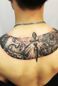 imagine unică de tatuaj statuar Buddha înapoi unic