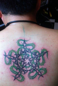 boys back super handsome five-pointed star Totem Tattoo Pattern