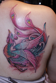 back beautiful phoenix tattoo pattern